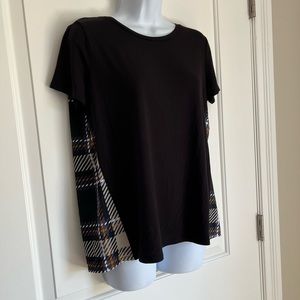 Simply Vera Black and Plaid Oversized T Shirt